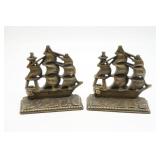 Pair of Bronze Finish Ship Book Ends