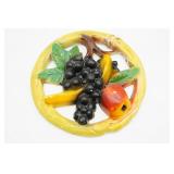 Mid Century 3D Fruit Wreath Wall Plaque Plaster