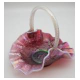 Fenton Plum Cherry Iridescent Basket