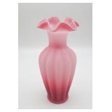 Fenton Rose Satin Glass Melon Vase