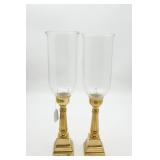 Pair of Brass Candle Holders w/Glass Globes
