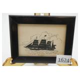 Nautical Pen & Ink Tall Ship Maritime Drawing