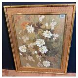Watercolor Print Floral Butterflies Faux Bamboo