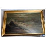 19th Century Coastal Seascape Framed