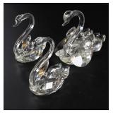 Faceted Crystal Swan Figurines (3)