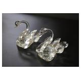 Faceted Crystal Swan Figurines (2)