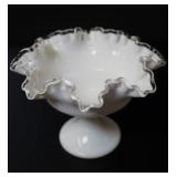 Fenton Silver Crest Milk Glass Pedestal Bowl