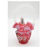 Fenton Cranberry Opalescent Open Heart Arches
