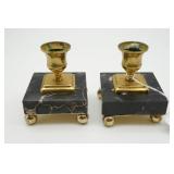 Pair of Neoclassical Brass & Black Marble