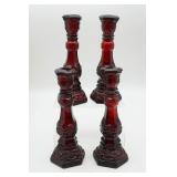 Avon Cape Cod Ruby Red Candlestick Holders (4)