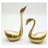 Brass Swan Figurines Pair