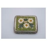 Italian Micro Mosaic Floral Brooch Pin