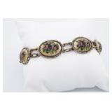 Petit Point Embroidered Floral Link Bracelet