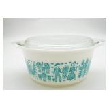 Pyrex Butterprint Turuoise on White Covered 474