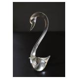 Long Neck Swan Clear Glass Paperweight
