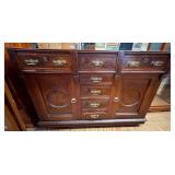 Antique Victorian Carved Oak Sideboard As Is