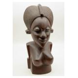 Hand Carved Ebony Wood Tribal Female Bust