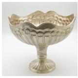 Silver Tone Scalloped Pedestal Centerpiece Bowl