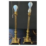 Pair of Brass Candlestick Style Table Lamps