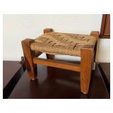 Mid Century Woven Rush Footstool
