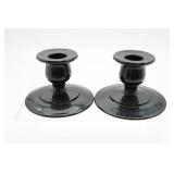 Black Amethyst Glass Candle Holders