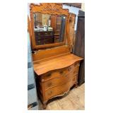 Oak Serpentine Dresser w/ Mirror