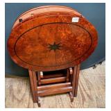 Faux Burl & Inlaid Compass TV Trays
