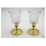 Pair of Baldwin Brass Candle Holders w/Shades