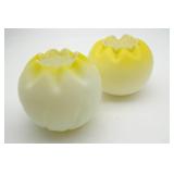 Vintage Yellow to White Cased Satin Glass
