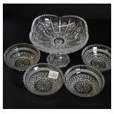 Pressed Glass Compote w/4 Bowls