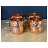 Set of 4 Hammered Solid Copper Moscow Mule