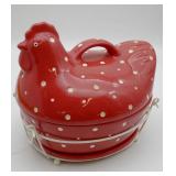 Temp-Tations 2Qt Polka Dot Red Hen Covered