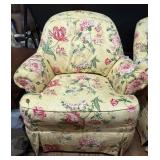 Ethan Allen Floral Chintz Rolled Arm Club Chair
