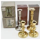 Brass & Silver Tone Candlestick Holders
