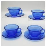 Hazel Atlas Cobalt Blue Moderntone Cups &