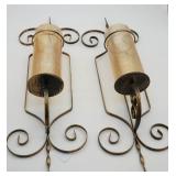 Tuscan Style Scrolled Metal Wall Candelabras w/