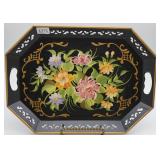 Black Floral Toleware Tray