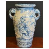 Italian Hand Painted Majolica Ceramic Urn Vase