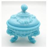 Opaline Blue Argonaut Shell Covered Candy Dish
