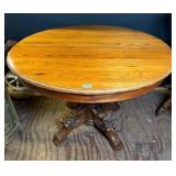 Victorian Oak Pedestal Dining Table Carved Lion