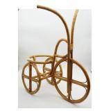 Mid Century Rattan Tricycle Plant Stand Planter