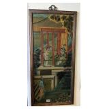 Chinese Reverse Glass Painting Courtyard Scene