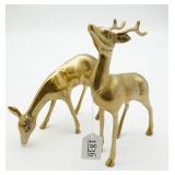 Pair of Brass Deer