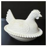 Milk Glass Hen on Nest