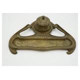 Art Nouveau Bras Desk Inkwell w/Pen tray
