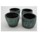 Set of 4 Raised Relief Ornate Figural Cups