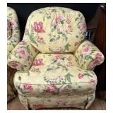 Ethan Allen Floral Chintz Rolled Arm Club Chair