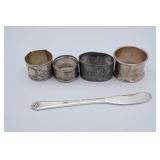 Silver Plate Napkin Rings and Butter Spreader