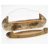 Cherokee NC Wood & Birch Bark Souvenir Canoe