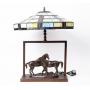 Vintage Bronze & Tiffany Style Sculpture Lamp